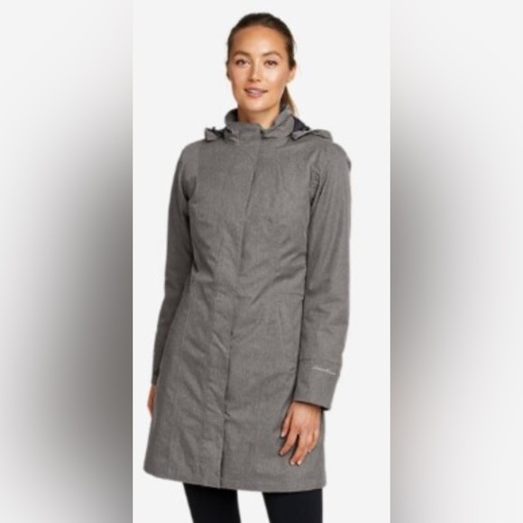 Eddie Bauer Blue Utility Jacket with Hood and Weather-Resistant Finish - Picture 1 of 10